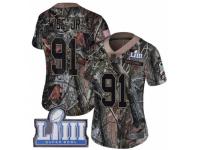 Women Nike New England Patriots #91 Deatrich Wise Jr Camo Rush Realtree Limited Super Bowl LIII Bound NFL Jersey