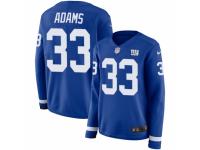 Women Nike New York Giants #33 Andrew Adams Limited Royal Blue Therma Long Sleeve NFL Jersey