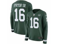Women Nike New York Jets #16 Terrelle Pryor Sr. Limited Green Therma Long Sleeve NFL Jersey