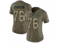 Women Nike New York Jets #76 Wesley Johnson Limited Olive/Camo 2017 Salute to Service NFL Jersey