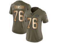 Women Nike New York Jets #76 Wesley Johnson Limited Olive/Gold 2017 Salute to Service NFL Jersey