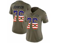 Women Nike New York Jets #76 Wesley Johnson Limited Olive/USA Flag 2017 Salute to Service NFL Jersey