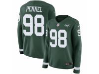 Women Nike New York Jets #98 Mike Pennel Limited Green Therma Long Sleeve NFL Jersey