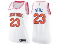 Women Nike New York Knicks #23 Trey Burke Swingman White-Pink Fashion NBA Jersey