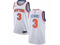 Women Nike New York Knicks #3 John Starks White NBA Jersey - Association Edition