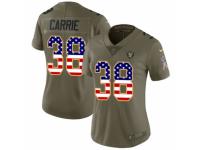 Women Nike Oakland Raiders #38 T.J. Carrie Limited Olive/USA Flag 2017 Salute to Service NFL Jersey