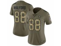 Women Nike Oakland Raiders #88 Clive Walford Limited Olive/Camo 2017 Salute to Service NFL Jersey