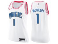 Women Nike Orlando Magic #1 Tracy Mcgrady Swingman White/Pink Fashion NBA Jersey