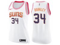 Women Nike Phoenix Suns #34 Charles Barkley Swingman White/Pink Fashion NBA Jersey