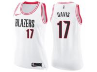 Women Nike Portland Trail Blazers #17 Ed Davis Swingman White/Pink Fashion NBA Jersey