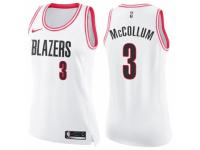 Women Nike Portland Trail Blazers #3 C.J. McCollum Swingman White/Pink Fashion NBA Jersey
