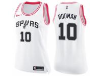 Women Nike San Antonio Spurs #10 Dennis Rodman Swingman White/Pink Fashion NBA Jersey