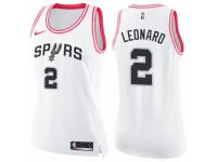 Women Nike San Antonio Spurs #2 Kawhi Leonard Swingman White/Pink Fashion NBA Jersey