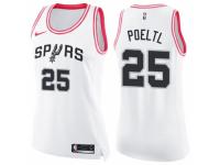 Women Nike San Antonio Spurs #25 Jakob Poeltl Swingman White-Pink Fashion NBA Jersey