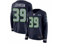 Women Nike Seattle Seahawks #39 Dontae Johnson Limited Navy Blue Therma Long Sleeve NFL Jersey