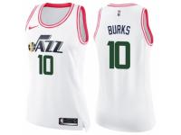 Women Nike Utah Jazz #10 Alec Burks Swingman White/Pink Fashion NBA Jersey