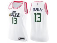 Women Nike Utah Jazz #13 Tony Bradley Swingman White/Pink Fashion NBA Jersey