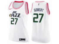 Women Nike Utah Jazz #27 Rudy Gobert Swingman White/Pink Fashion NBA Jersey