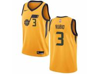Women Nike Utah Jazz #3 Ricky Rubio  Gold NBA Jersey Statement Edition