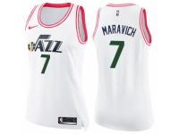 Women Nike Utah Jazz #7 Pete Maravich Swingman White/Pink Fashion NBA Jersey