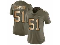 Women Nike Washington Redskins #51 Will Compton Limited Olive/Gold 2017 Salute to Service NFL Jersey