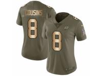 Women Nike Washington Redskins #8 Kirk Cousins Limited Olive/Gold 2017 Salute to Service NFL Jersey