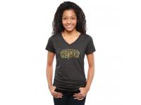 Women San Antonio Spurs Gold Collection V-Neck Tri-Blend T-Shirt Black