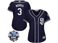 Women San Diego Padres #3 Derek Norris Majestic Navy 2016 All-Star Patch Authentic Cool Base Jersey
