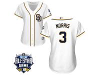 Women San Diego Padres #3 Derek Norris Majestic White 2016 All-Star Patch Authentic Cool Base Jersey