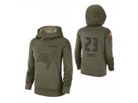 Women Tampa Bay Buccaneers #23 Chris Conte 2018 Salute to Service Olive Team Logo Pullover Hoodie
