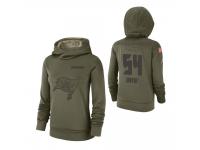 Women Tampa Bay Buccaneers #54 Lavonte David 2018 Salute to Service Olive Team Logo Pullover Hoodie