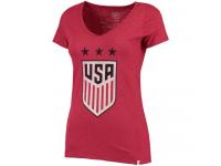 Women Team USA Soccer 47 Three Stars Scrum V-Neck T-Shirt Red