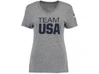 Women Team USA V-Neck T-Shirt Heathered Gray