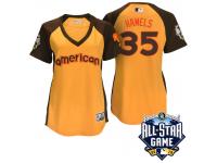 Women's 2016 MLB All-Star American Texas Rangers Cole Hamels #35 Yellow Run Derby Cool Base Jersey