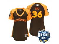 Women's 2016 MLB All-Star National St. Louis Cardinals #36 Aledmys Diaz Brown Run Derby Cool Base Jersey