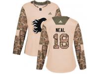 Women's Adidas NHL Calgary Flames #18 James Neal Authentic Jersey Camo Veterans Day Practice Adidas