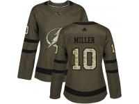 Women's Adidas NHL Tampa Bay Lightning #10 J.T. Miller Authentic Jersey Green Salute to Service Adidas