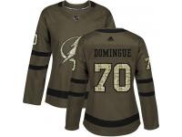 Women's Adidas NHL Tampa Bay Lightning #70 Louis Domingue Authentic Jersey Green Salute to Service Adidas