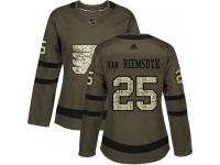 Women's Adidas Philadelphia Flyers #25 James Van Riemsdyk Green Authentic Salute to Service NHL Jersey