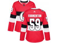 Women's Alex Formenton Authentic Red Adidas Jersey NHL Ottawa Senators #59 2017 100 Classic