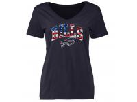 Women's Buffalo Bills Pro Line Navy Banner Wave Slim Fit V-Neck T-Shirt