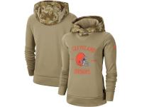 Women's Cleveland Browns Nike Khaki 2019 Salute to Service Therma Pullover Hoodie