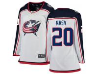 Women's Columbus Blue Jackets #20 Riley Nash White Away Breakaway NHL Jersey