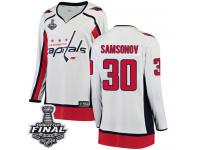 Women's Fanatics Branded Washington Capitals #30 Ilya Samsonov White Away Breakaway 2018 Stanley Cup Final NHL Jersey