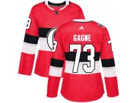 Women's Gabriel Gagne Authentic Red Adidas Jersey NHL Ottawa Senators #73 2017 100 Classic