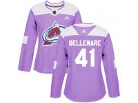 Women's Hockey Colorado Avalanche #41 Pierre-Edouard Bellemare Jersey Purple Fights Cancer Practice
