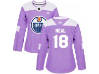 Women's Hockey Edmonton Oilers #18 James Neal Jersey Purple Fights Cancer Practice