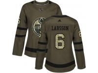 Women's Hockey Edmonton Oilers #6 Adam Larsson Jersey Green Salute to Service