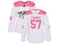 Women's Hockey Nashville Predators #57 Dante Fabbro White-Pink Fashion Jersey