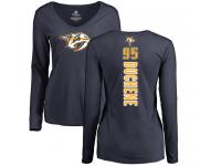 Women's Hockey Nashville Predators #95 Matt Duchene Backer Navy Blue Long Sleeve T-Shirt